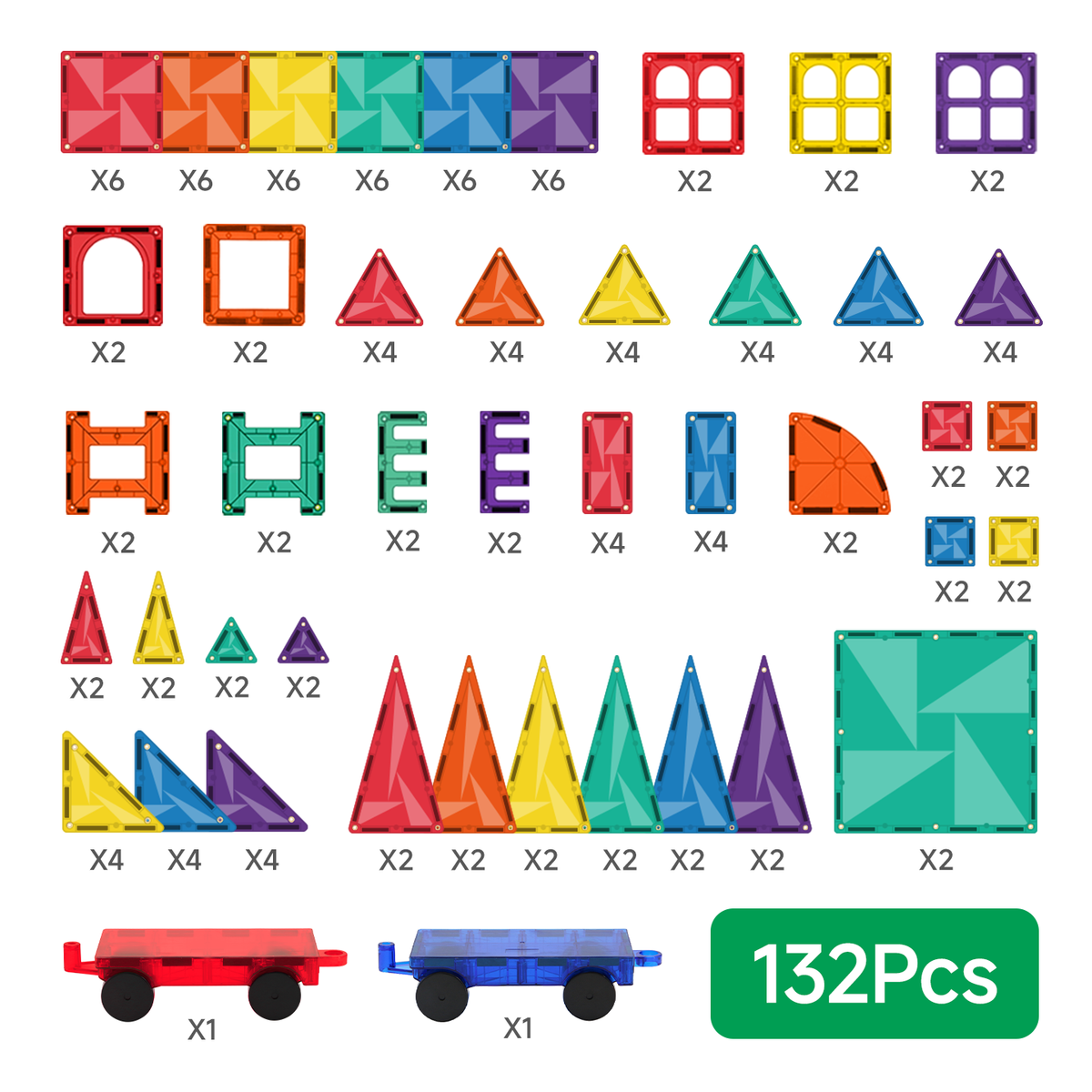 Magnet Tiles Rainbow Series (132-Piece)