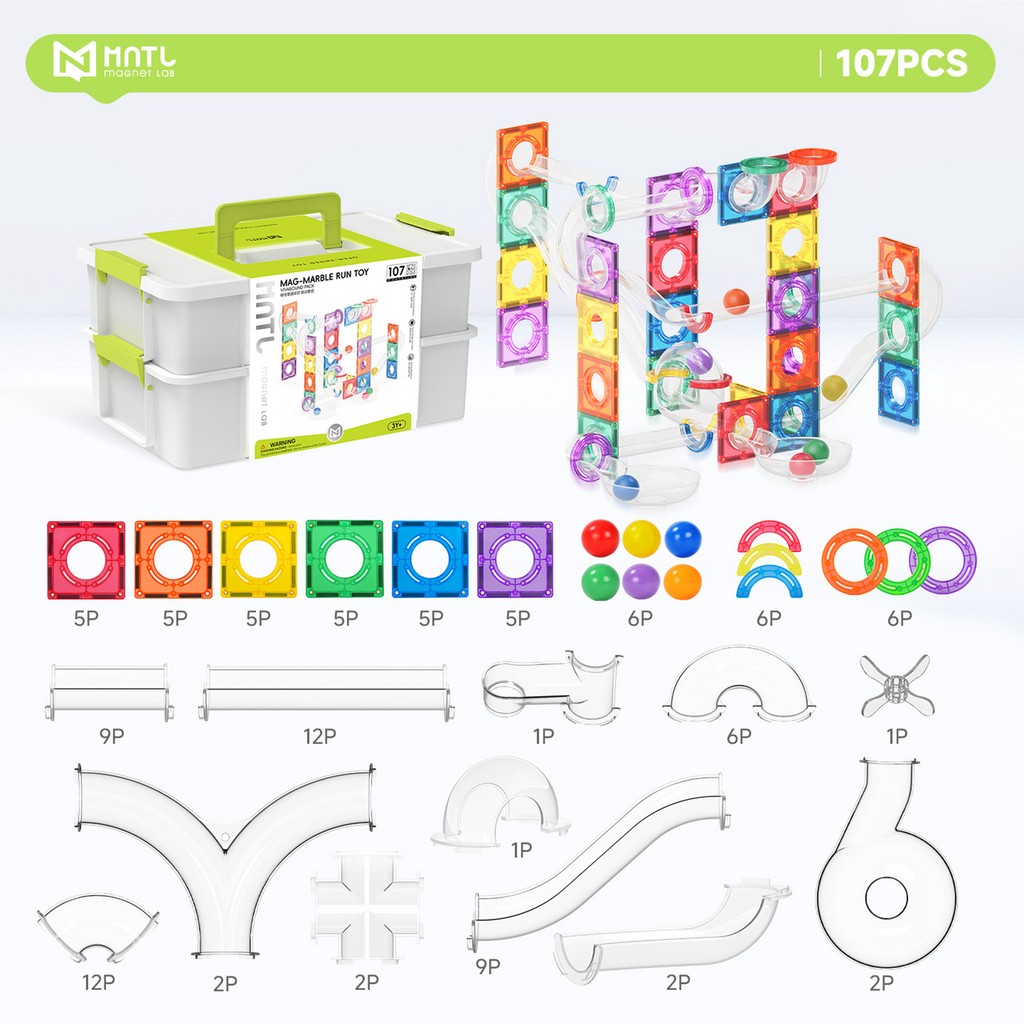 Magnetic Ball Run Rainbow Series(107-Piece)