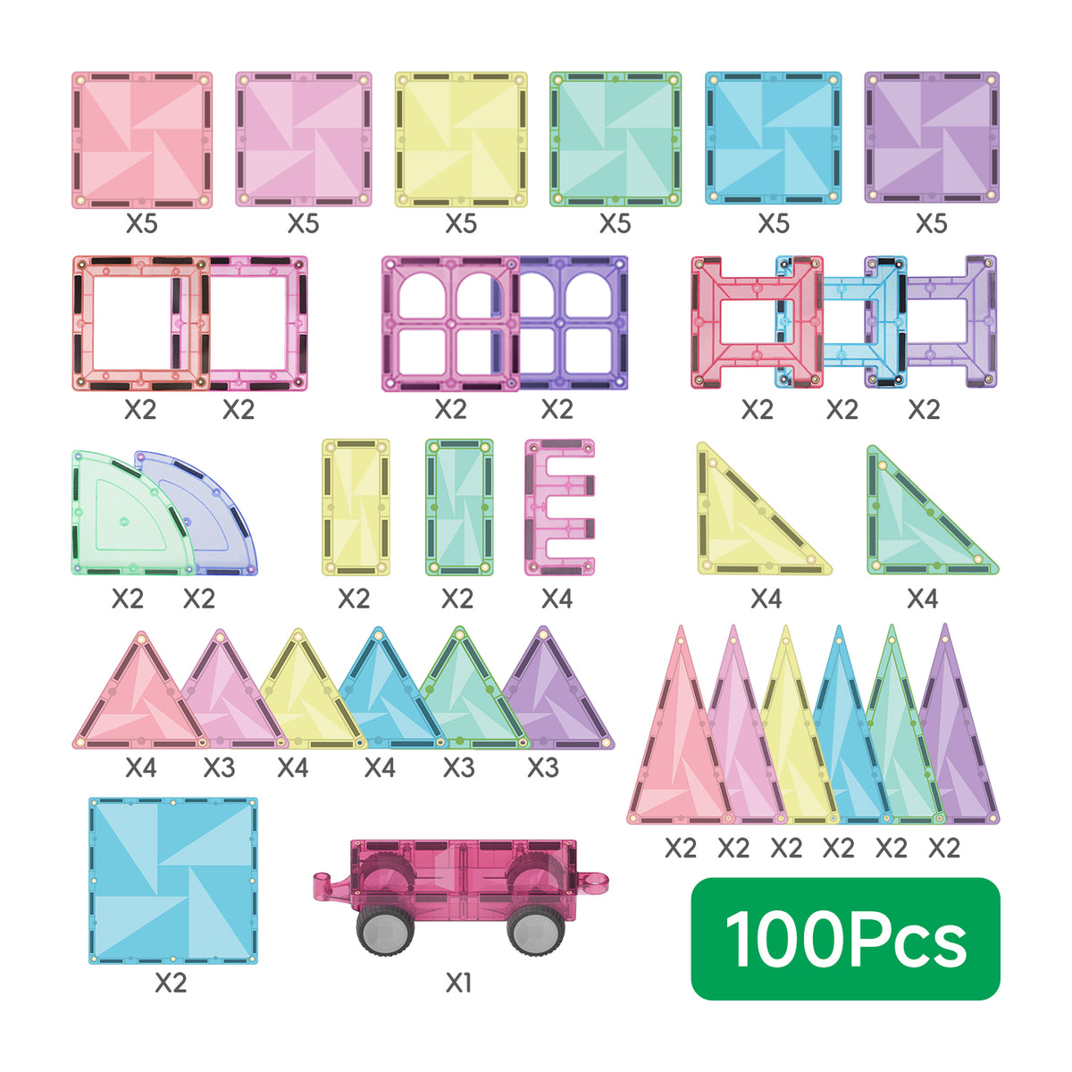 Magnet Tiles Jelly Series (100-Piece)