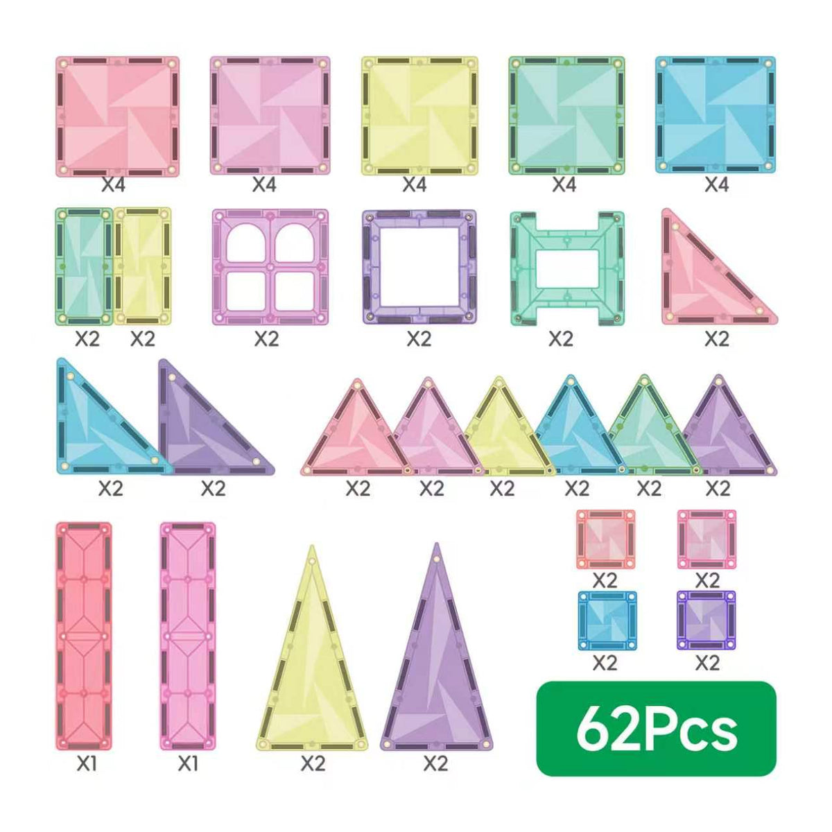 Magnet Tiles Jelly Series (62-Piece)