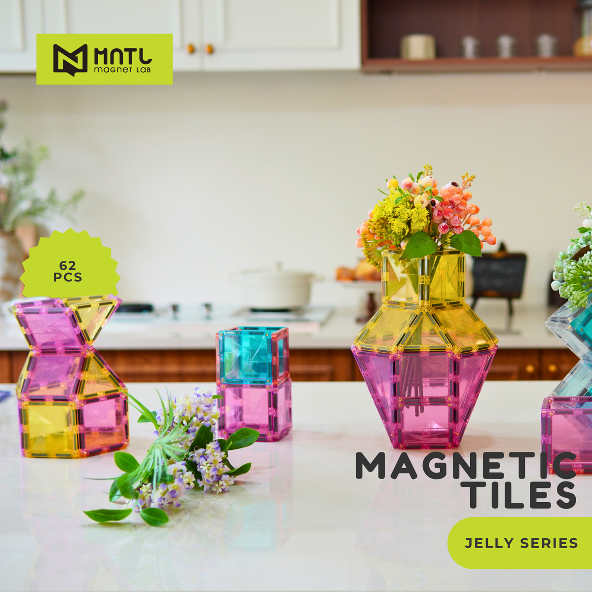 Magnet Tiles Jelly Series (62-Piece)