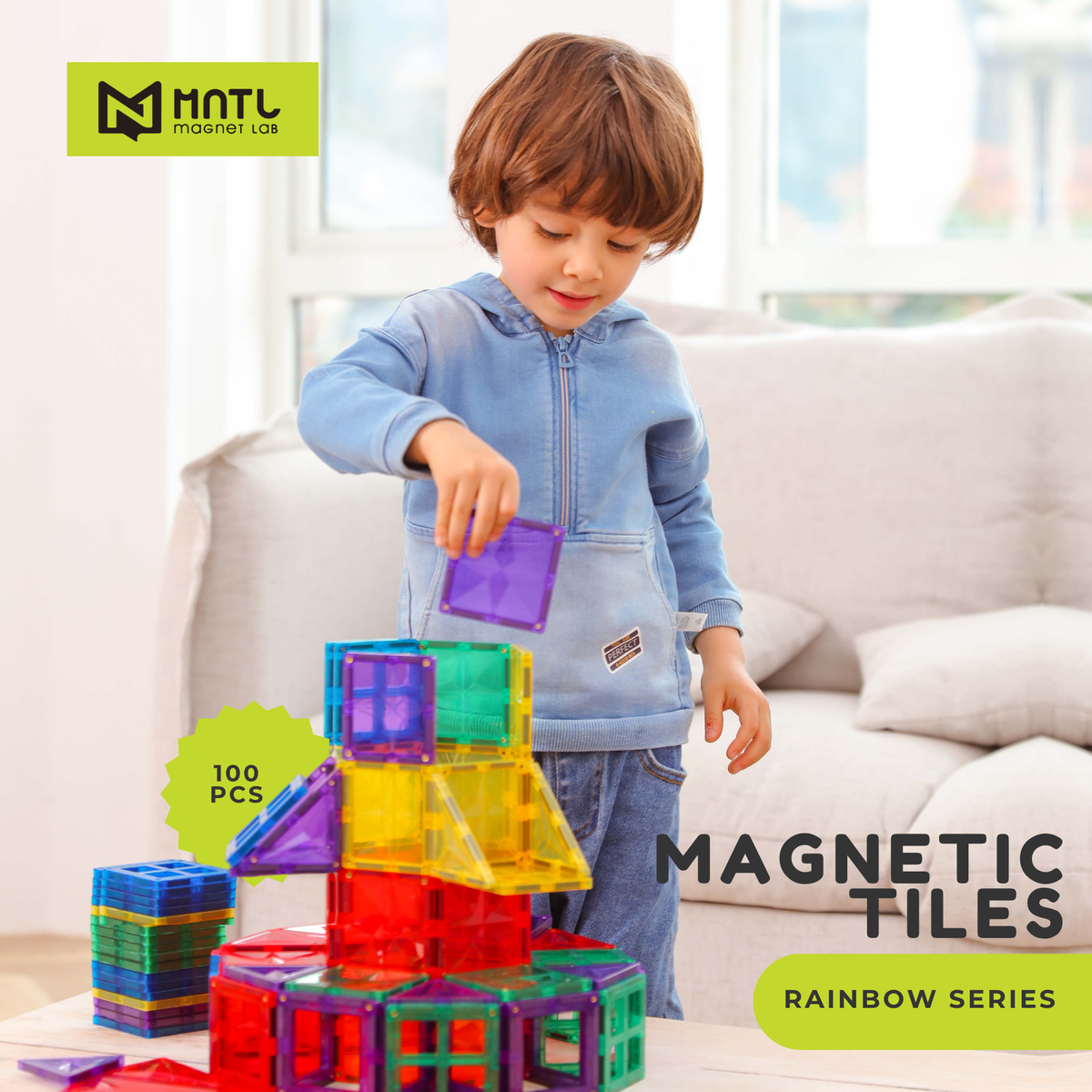 Magnet Tiles Rainbow Series (100-Piece)